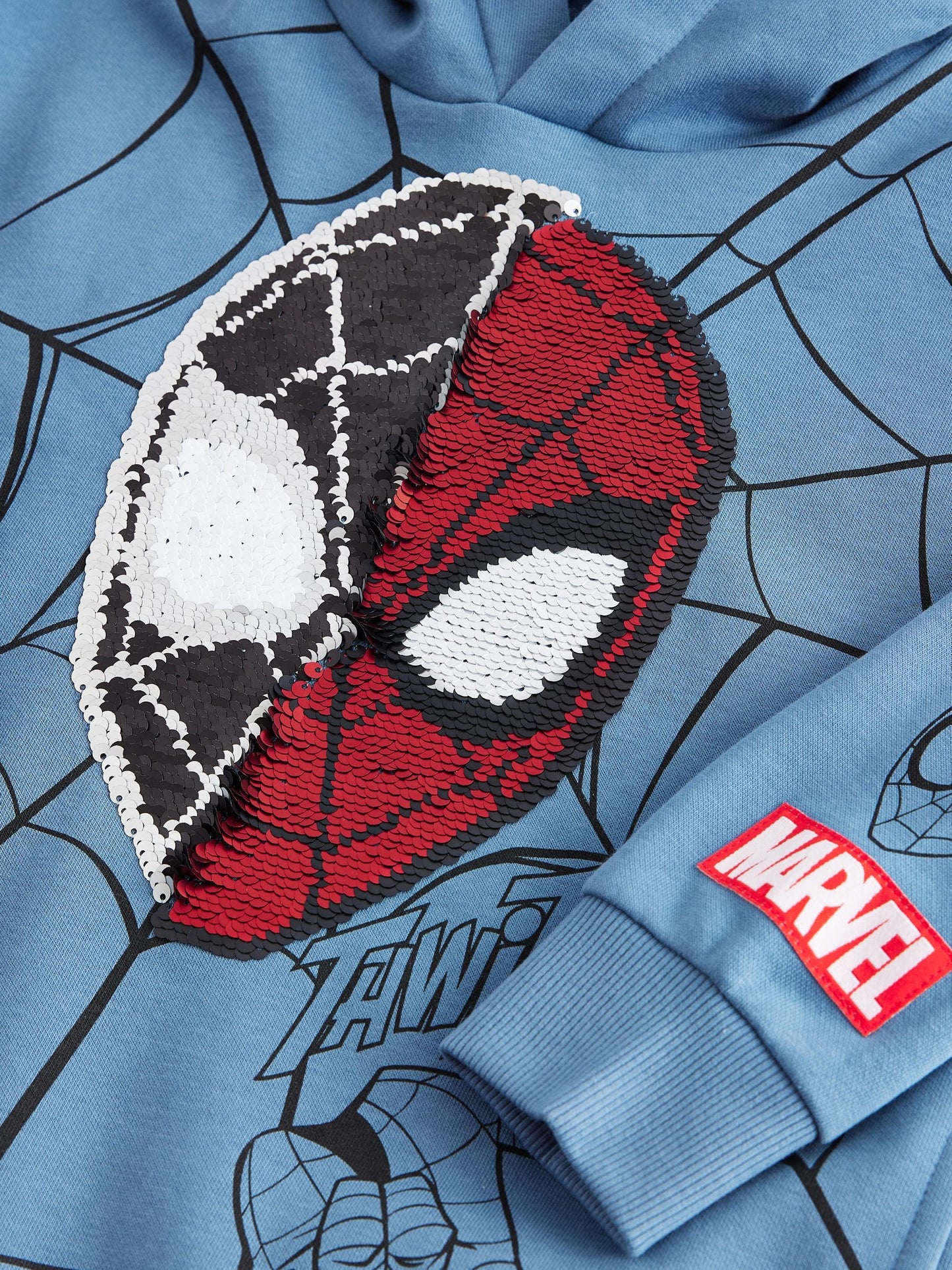 Mid Blue Spiderman Flip Sequin Hoodie (3-16yrs)