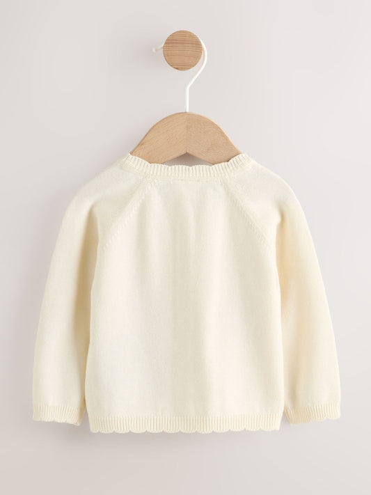 Natural Embroidered Baby Bunny Cardigan (0mths-3yrs)