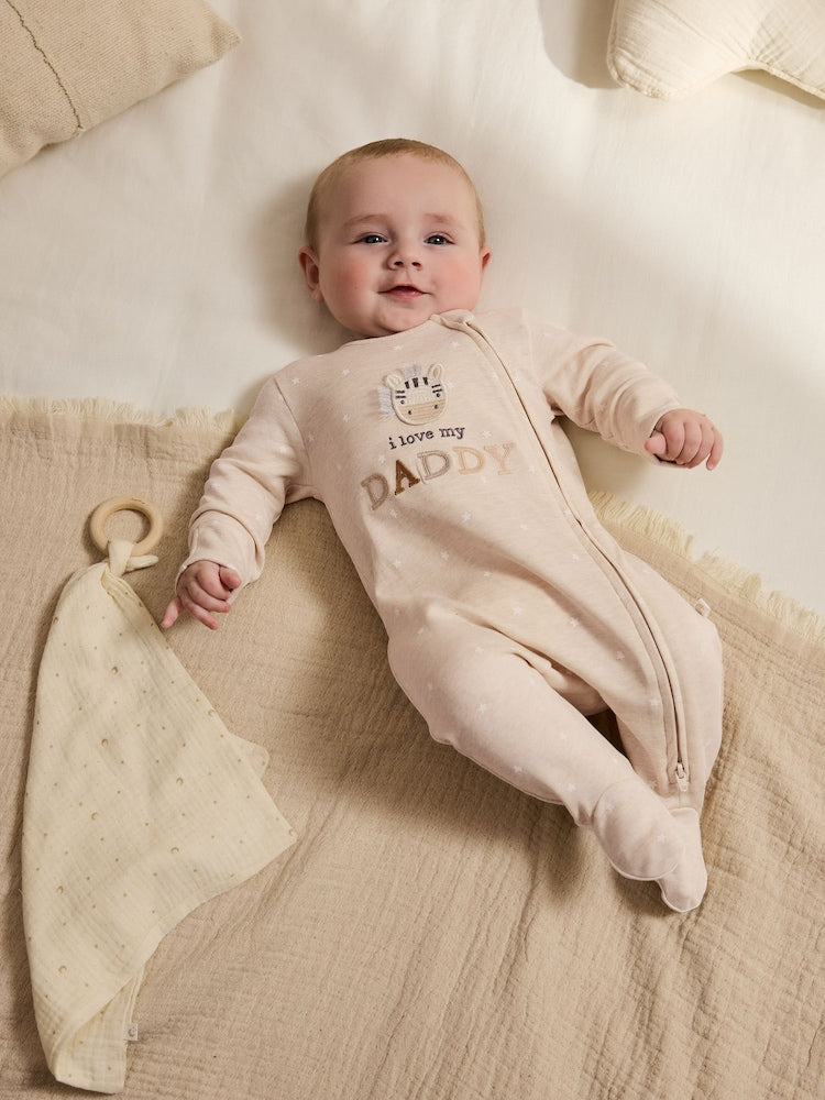 Neutral I Love My Daddy Two Way Zip Baby Sleepsuit (0-18mths)