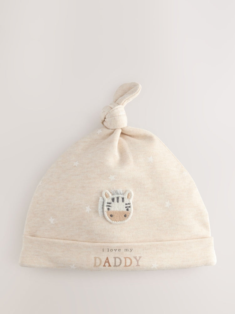 Neutral I Love My Mummy/Daddy Baby Tie Top Hats 2 Pack (0-6mths)