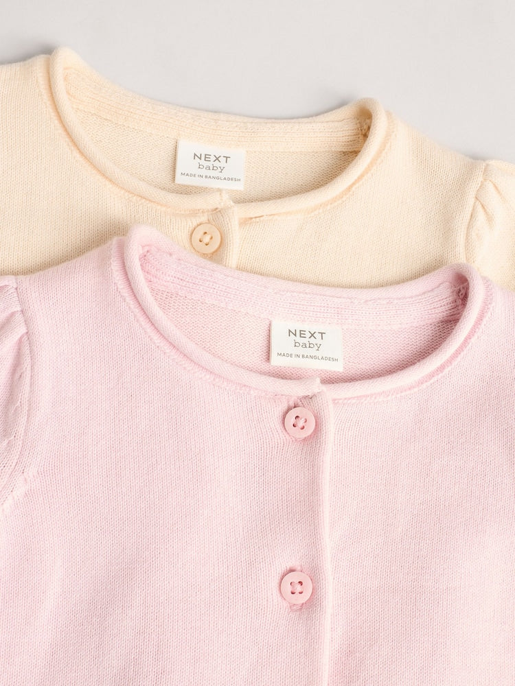 Pink/Neutral 100% Cotton Cardigans 2 Pack (0mths-3yrs)