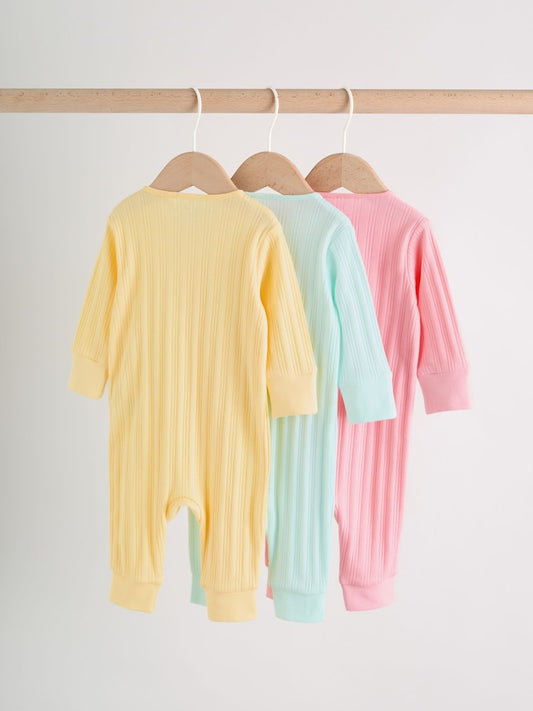 Pink/Yellow Baby Sleepsuits 3 Pack (0mths-3yrs)