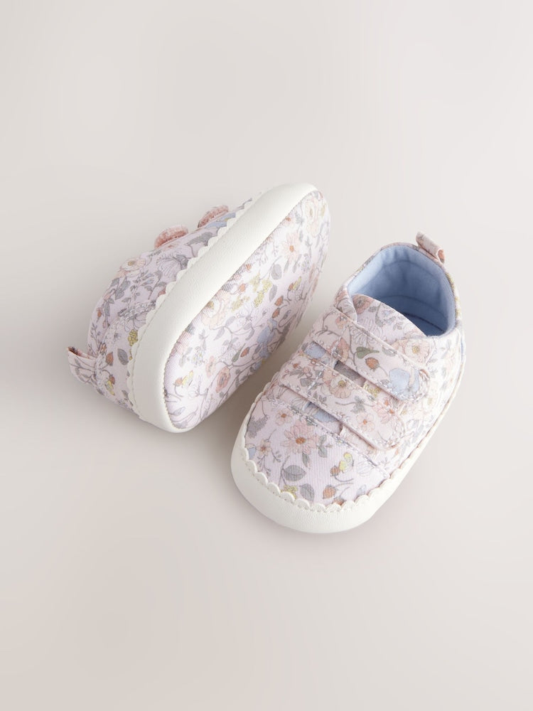 Pink Floral Touch Fasten Baby Trainers Immediate
