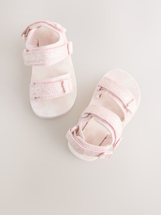 Pink Glitter Trekker Sandals Immediate