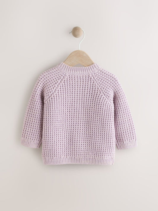 Purple and Apricot Flower Baby Embroidered Cardigan (0mths-2yrs)