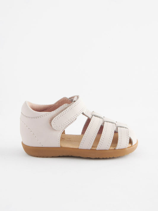 Stone Standard Fit (F) Baby Touch Fastening Leather First Walker Sandals image 2