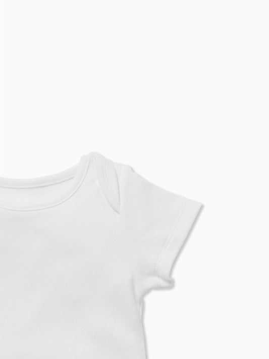 MORI White Short Sleeve Envelope Neckline Bodysuit image 2