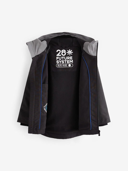 Grey Reflective Waterproof Fleece Hooded Lined Jacket (3-17yrs)