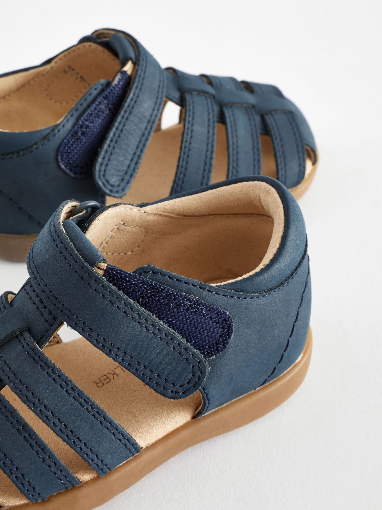Navy Wide Fit (G) Baby Touch Fastening Leather First Walker Sandals image 7
