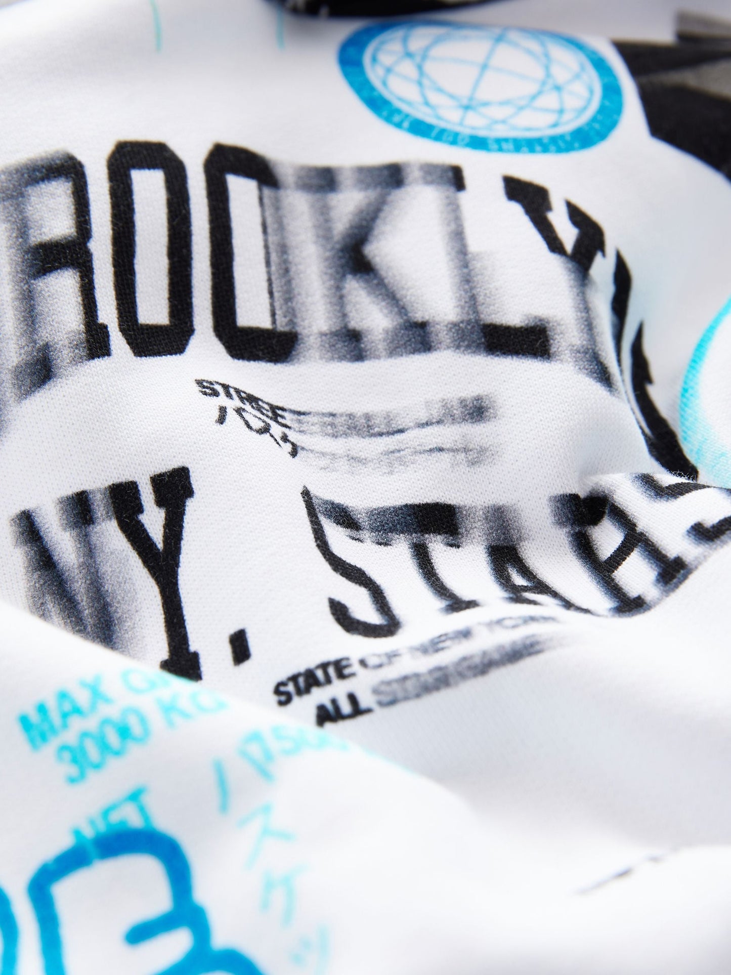 White/Blue Drippy Smile Graphic Hoodie (3-16yrs)