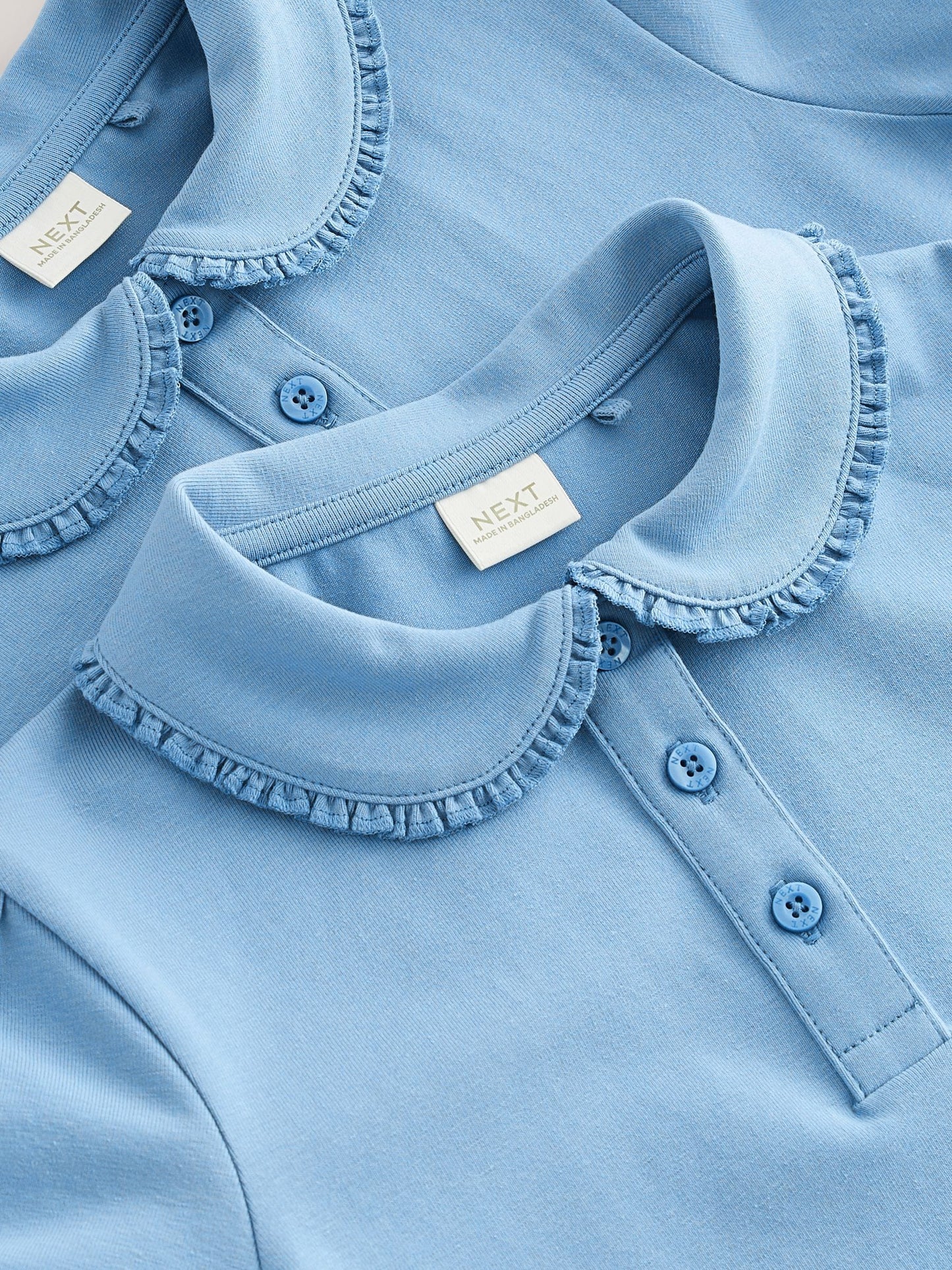 Dsiney Kidz - Blue Girls Cotton Stretch Frill Collar School Polo Tops 2 Pack (3-16yrs) image 6