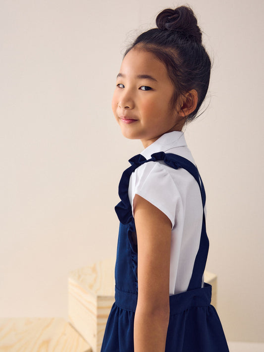 Bright Blue Ruffle Detail Pinafore School Dress (3-14yrs) image 2