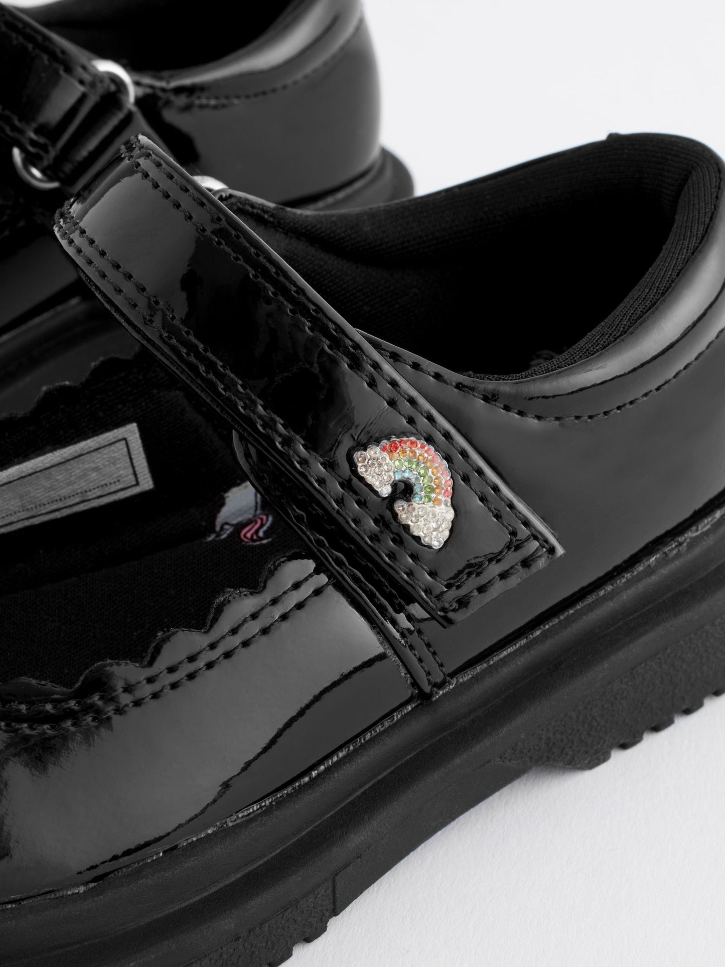 Black Patent Rainbow Chunky Mary Jane School Shoes image 9