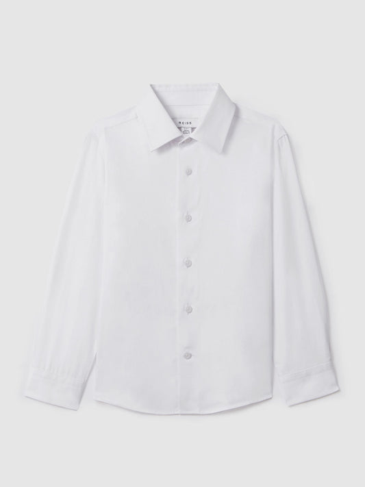 Reiss White Remote 3-9 yrs Slim Fit Cotton Shirt image 2