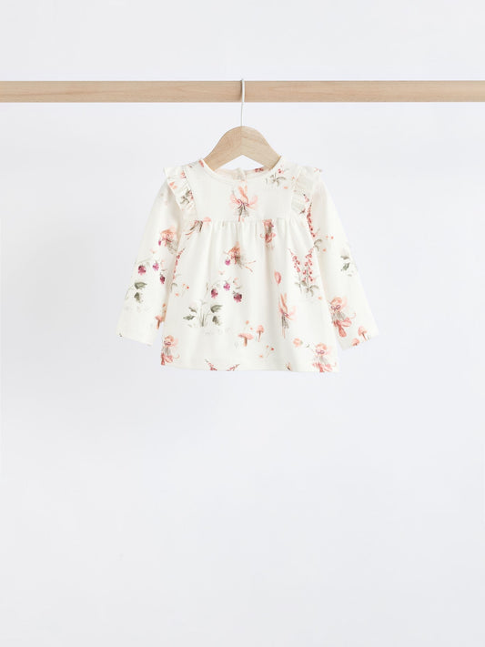 Pink/Green/White Floral Fairy Long Sleeve Top And Leggings 6 Piece Set (0mths-3yrs) image 3