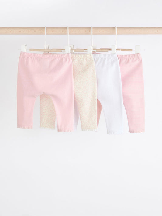White/Pink Baby Leggings 4 Pack (0mths-2yrs) image 2
