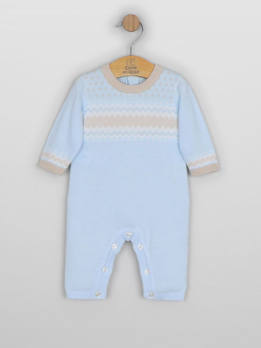 Dsiney Kidz - Emile Et Rose Blue Magnus - Knitted All-In-One With Fairisle Diamond Design image 2
