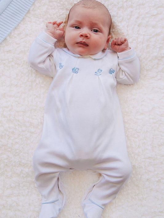 Dsiney Kidz - Emile Et Rose Blue & White Lenny - All-In-Ones 2 Pack With Nursery Embroidery image 2