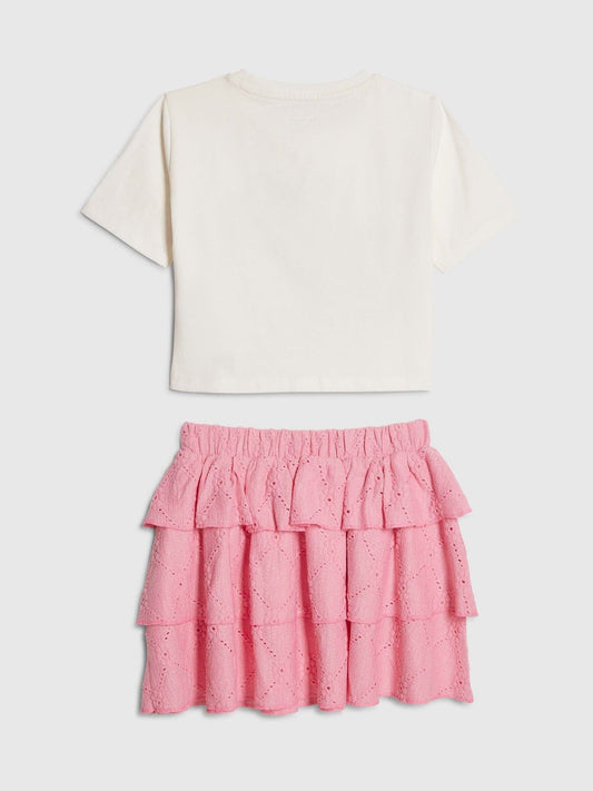 Dsiney Kidz - River Island Pink Floral T-Shirt & Rara Skirt Set image 2