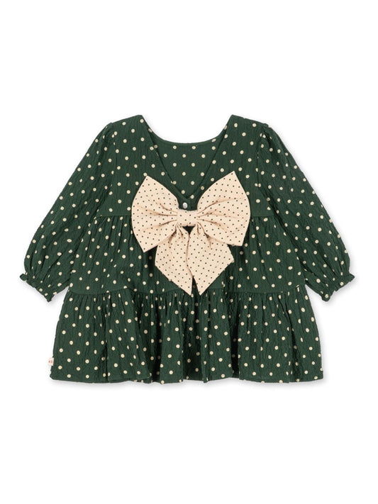 Disney Kidz - Konges Sløjd Green Elin Long Sleeve Bow Dress GOTS image 1