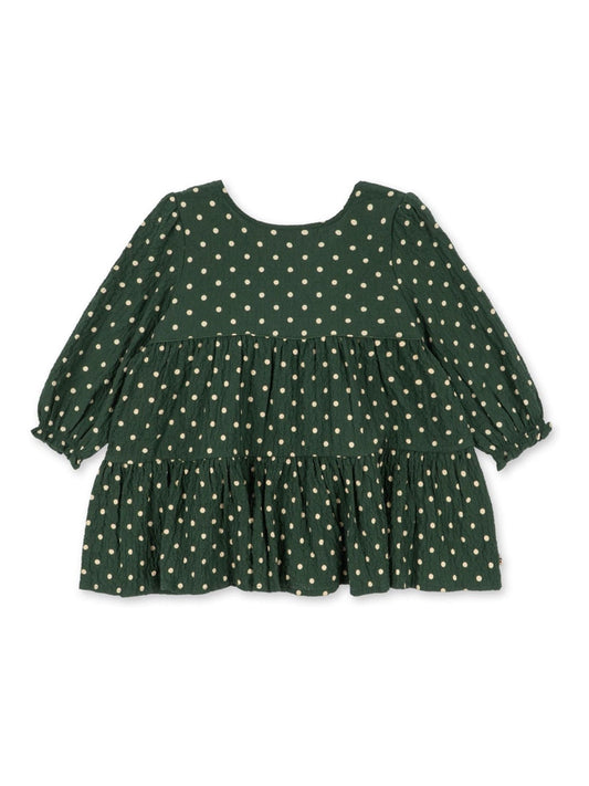 Dsiney Kidz - Konges Sløjd Green Elin Long Sleeve Bow Dress GOTS image 2