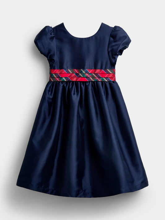 JoJo Maman Bébé Red Taffeta & Check Bow Party Dress - image 1