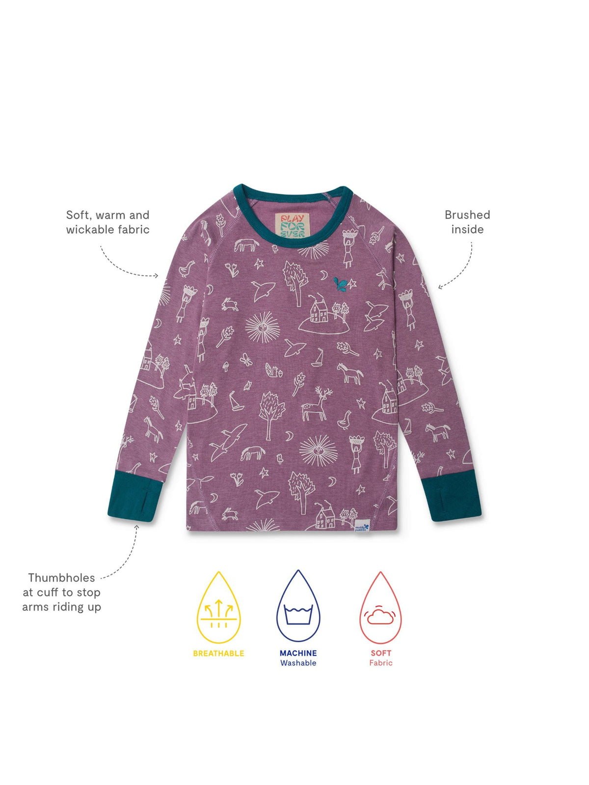 Dsiney Kidz - Muddy Puddles Purple Thermal Baselayer Top image 4