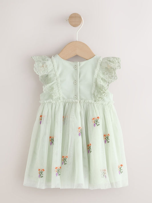 Sage Green Baby Mesh Dress (0mths-2yrs)