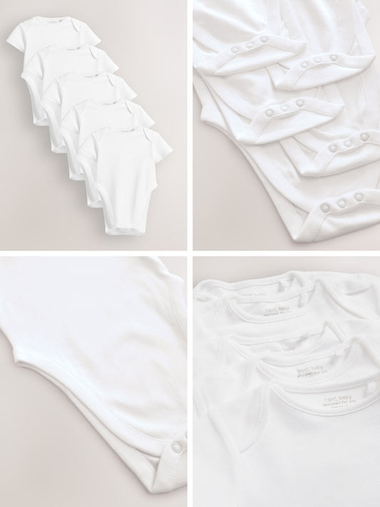 Dsiney Kidz - White Hip Dysplasia Short Sleeve Bodysuits 5 Pack image 2
