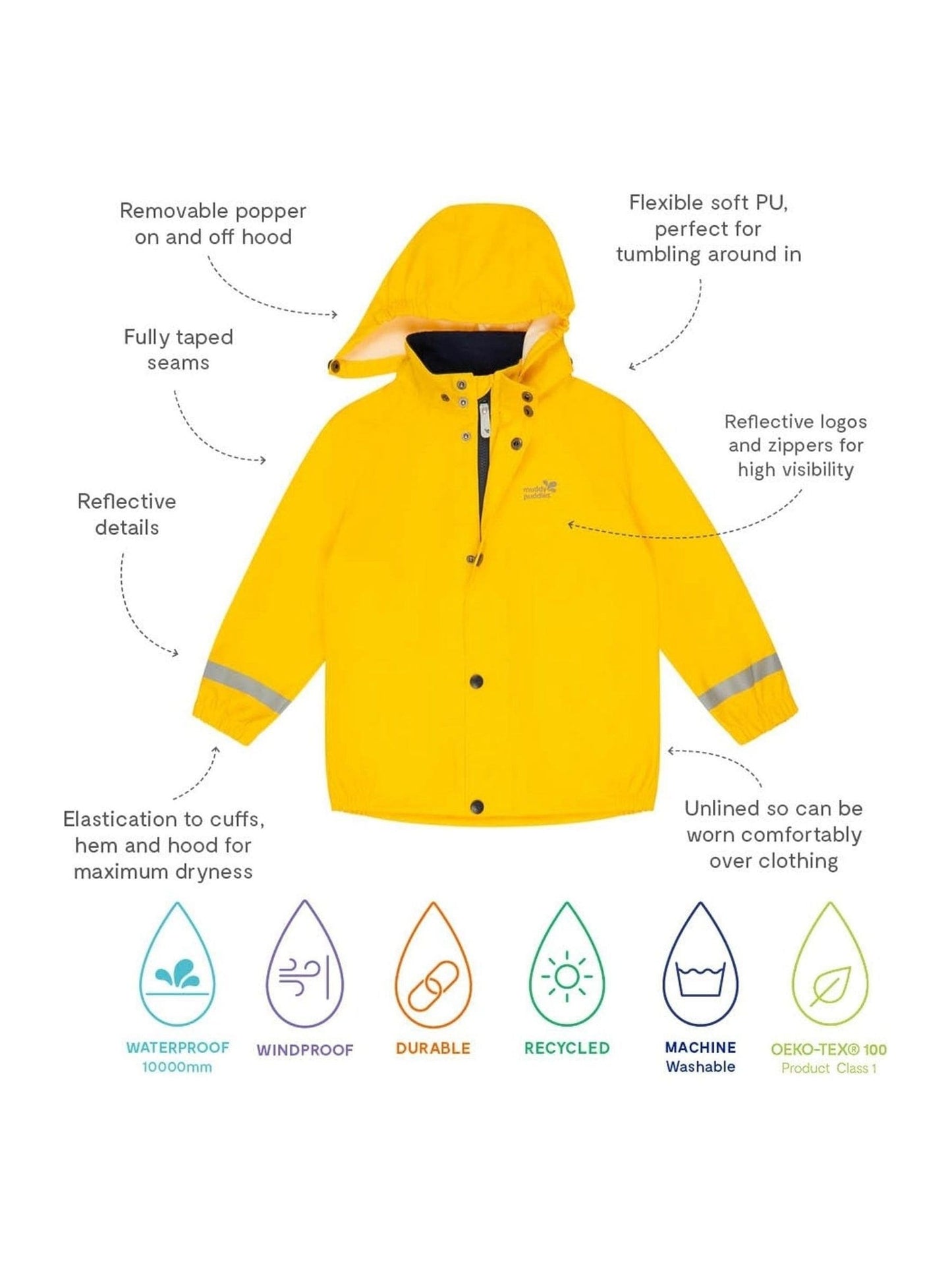 Dsiney Kidz - Muddy Puddles Yellow Rainy Day Waterproof Jacket image 5