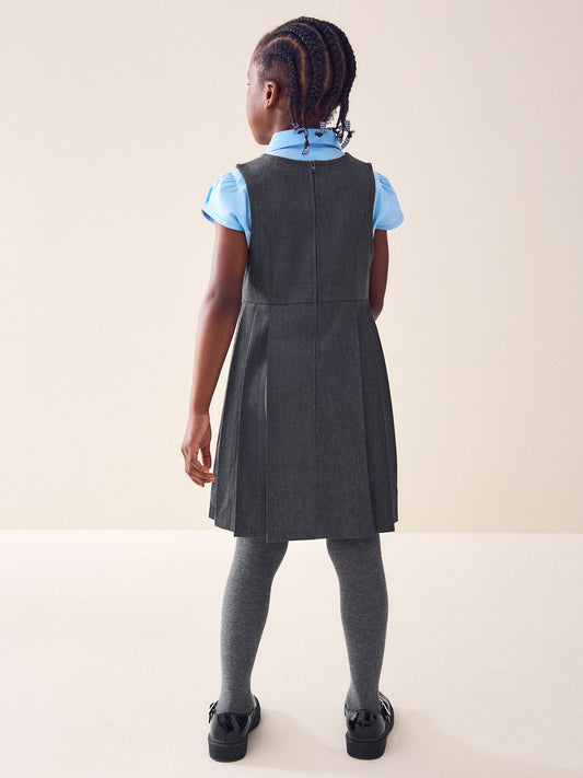 Dsiney Kidz - Grey Asymmetric Button Front Pinafore School Dress (3-14yrs) image 2