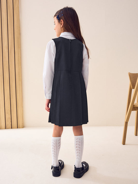 Dsiney Kidz - Navy Blue Asymmetric Button Front Pinafore School Dress (3-14yrs) image 2