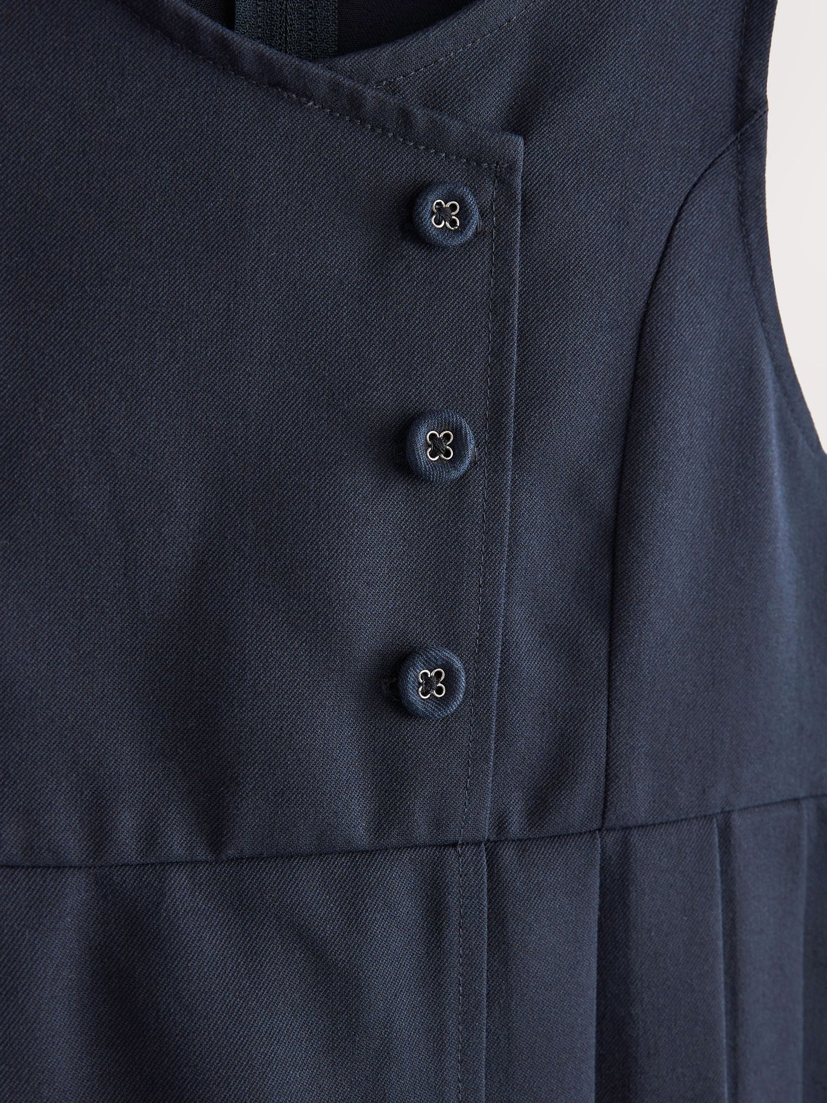 Dsiney Kidz - Navy Blue Asymmetric Button Front Pinafore School Dress (3-14yrs) image 7