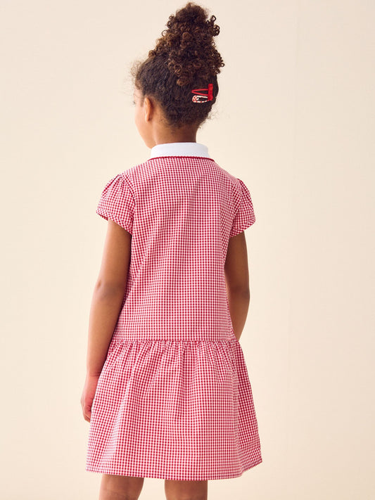 Dsiney Kidz - Red Zip Front Cotton Rich Gingham School Dress (3-14yrs) image 2