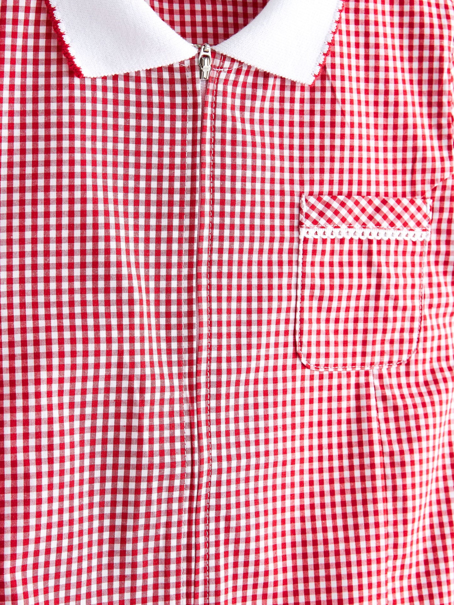 Red Zip Front Cotton Rich Gingham School Dress (3-14yrs) image 6