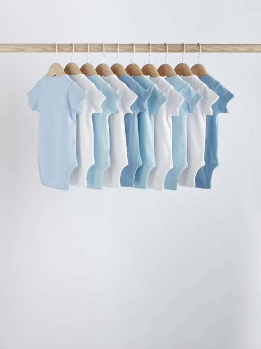 Dsiney Kidz - Blue 10 Pack Plain Baby Bodysuits image 2