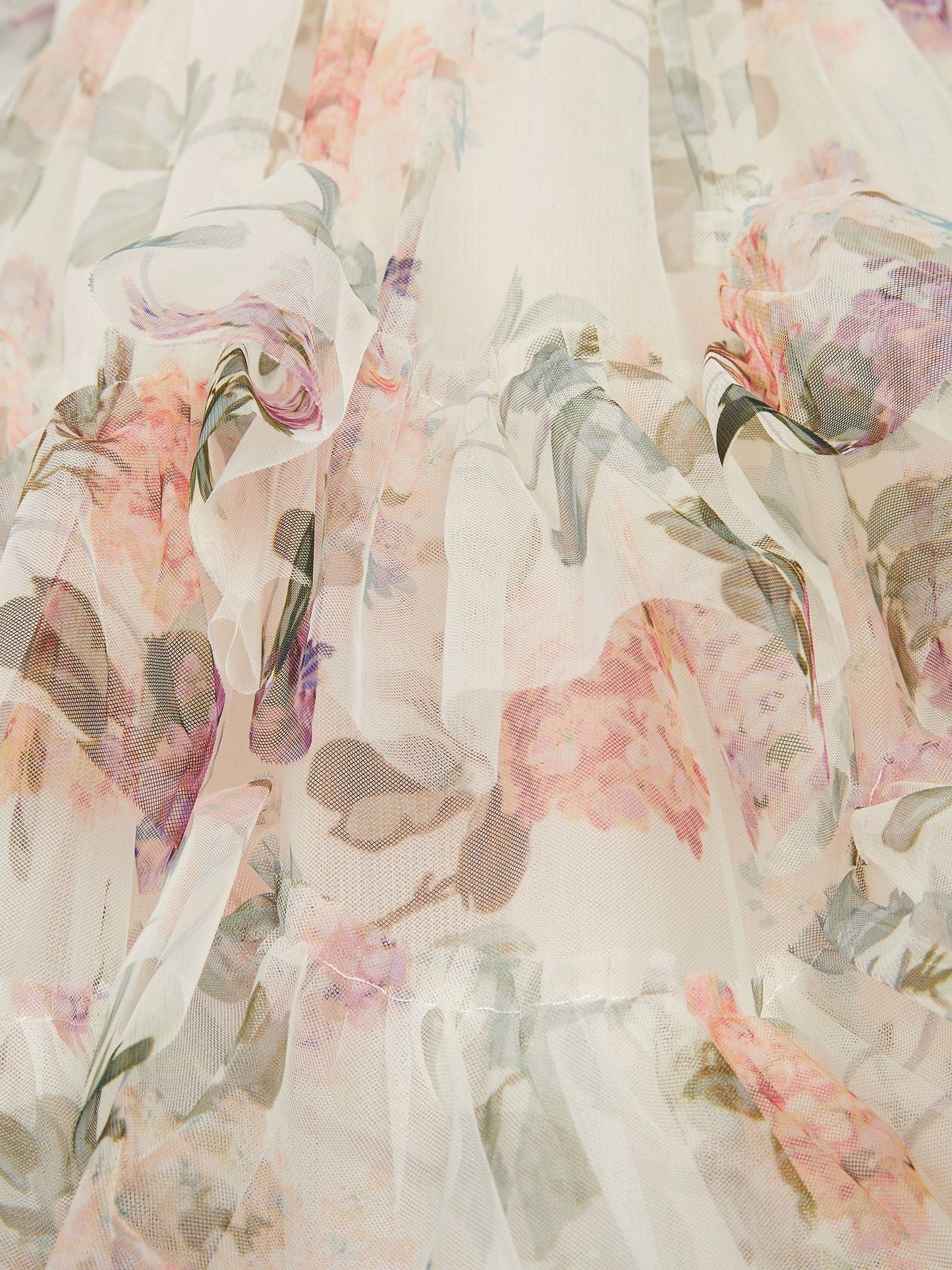 Monsoon Cream Baby Roma Floral Print Ruffle Party Dress image 4