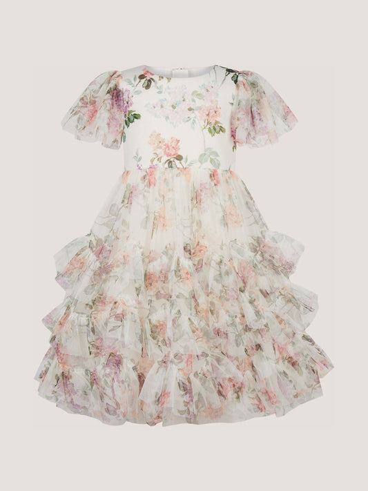 Dsiney Kidz - Monsoon Cream Roma Floral Print Ruffle Party Dress image 2