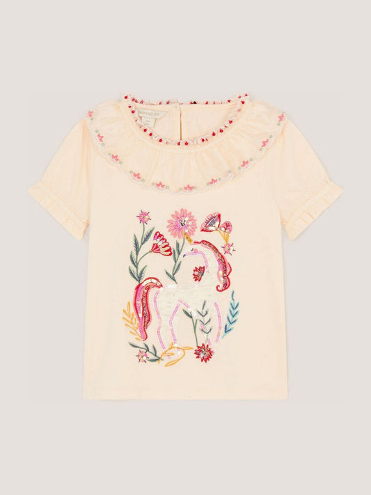 Dsiney Kidz - Monsoon Cream Sequin Unicorn Collar Top image 2