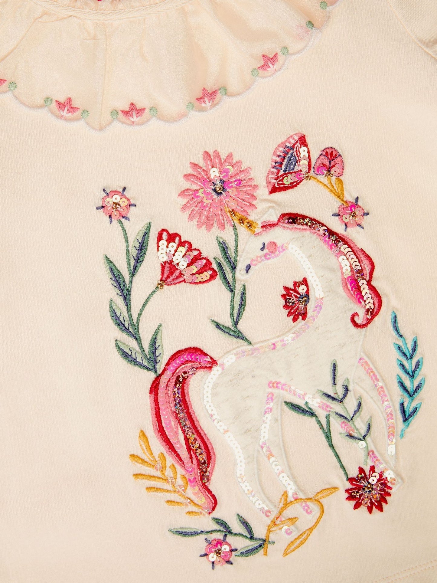Dsiney Kidz - Monsoon Cream Sequin Unicorn Collar Top image 4