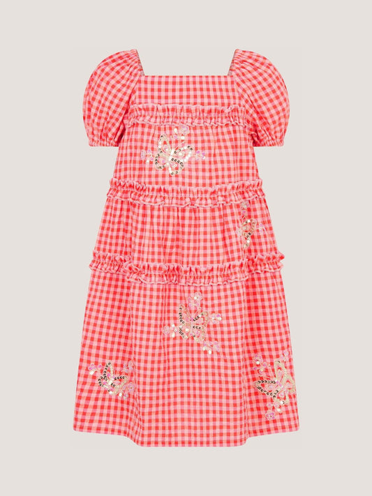 Dsiney Kidz - Monsoon Pink Sequin Butterfly Gingham Dress image 2