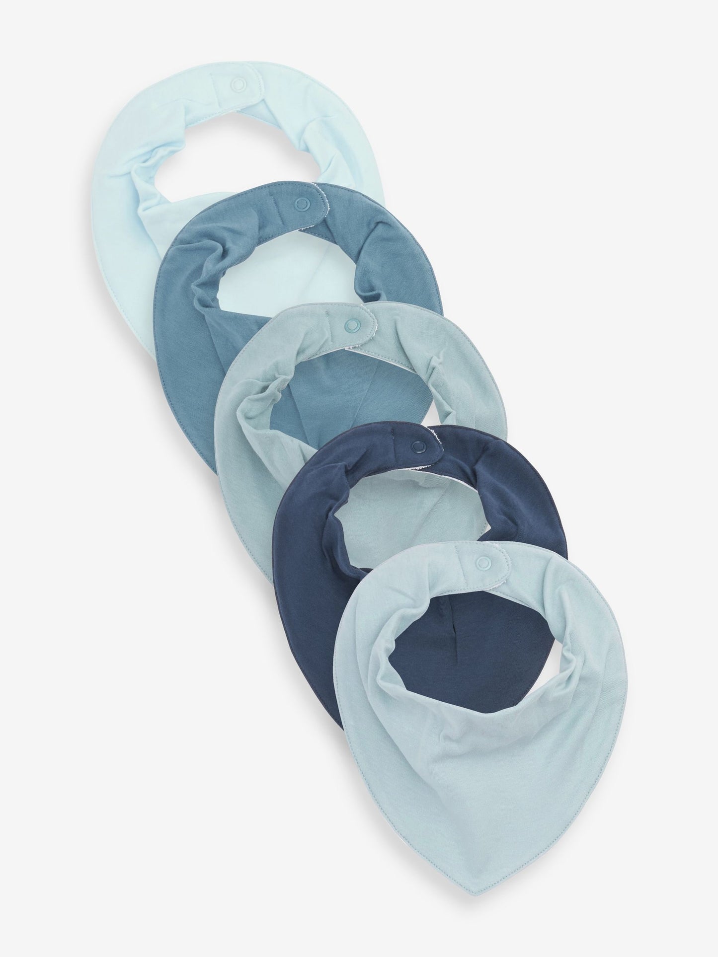Blue 5 Pack Dribble Baby 100% Cotton Bibs image 1