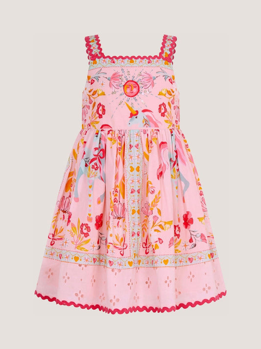Dsiney Kidz - Monsoon Pink Baby Unicorn Print Broderie Dress image 2
