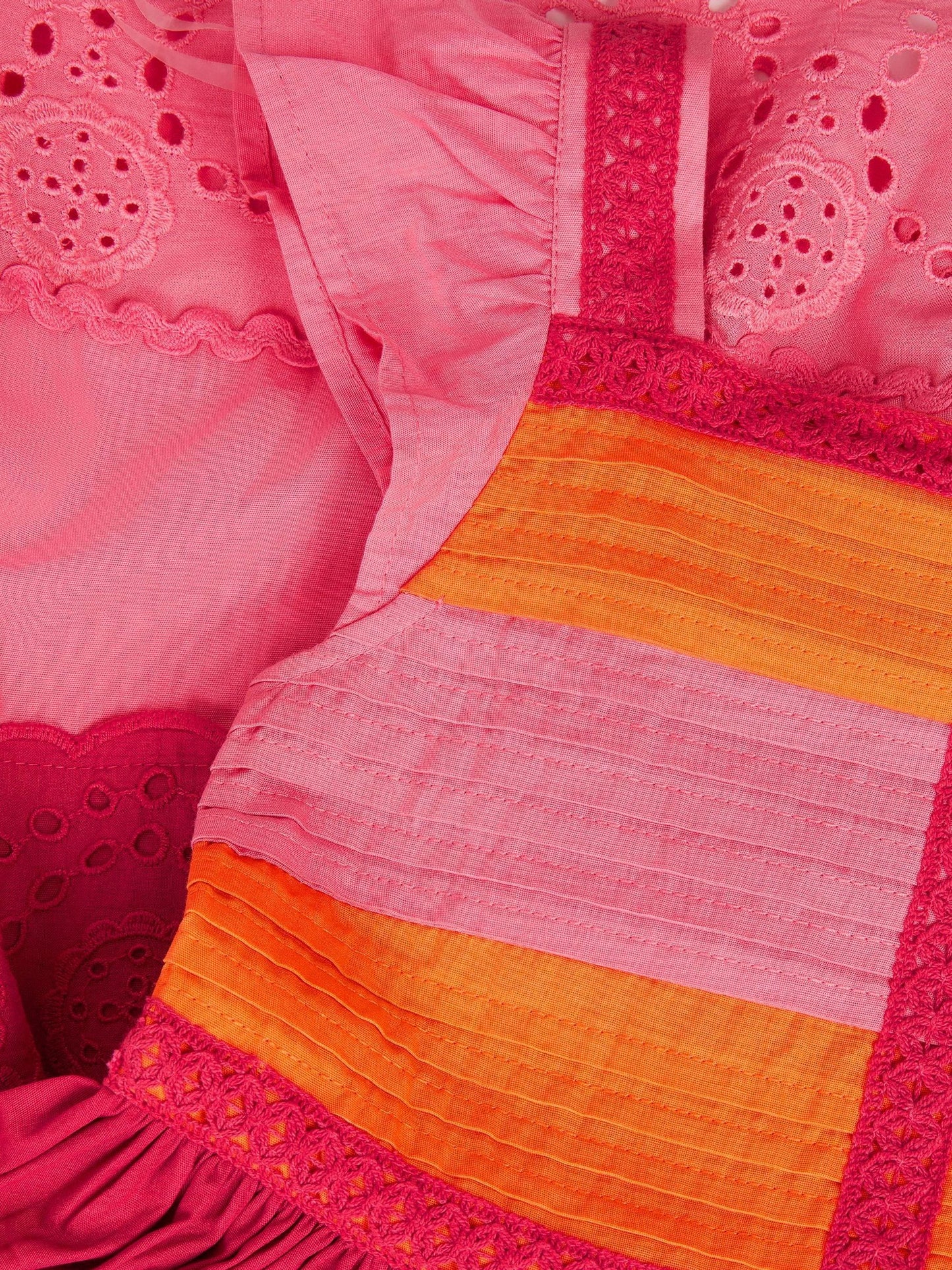 Dsiney Kidz - Monsoon Pink Colour Block Broderie Dress image 4