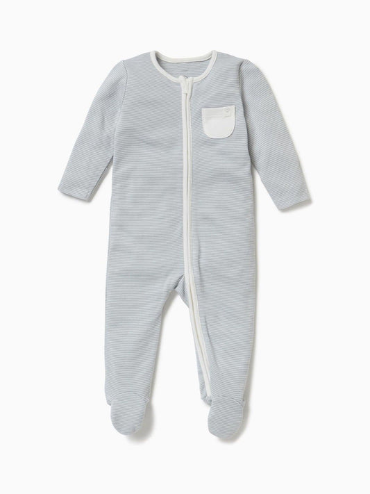 MORI Blue Stripe 2 Way Zip-Up Clever Sleepsuit image 2