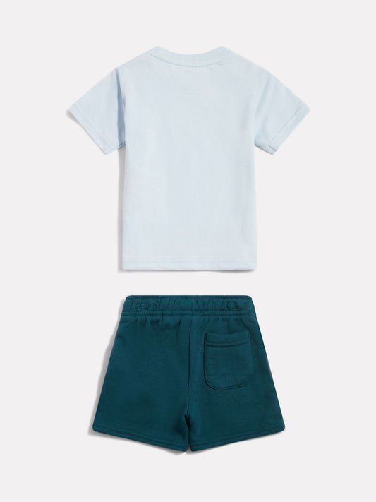 New Balance Light Blue Stacked Graphic Jersey T-Shirt & FT Shorts Set image 2