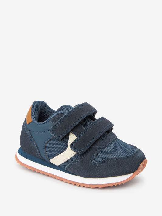 Navy Wide Fit (G) Double Strap Trainers image 2