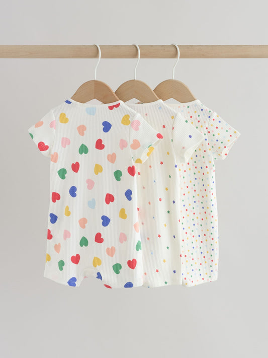 White/Blue/Red Two Way Zip Baby Rompers 3 Pack (0mths-3yrs) image 2