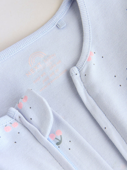 Pink/Blue Two Way Zip Baby Rompers 3 Pack (0mths-3yrs) image 3