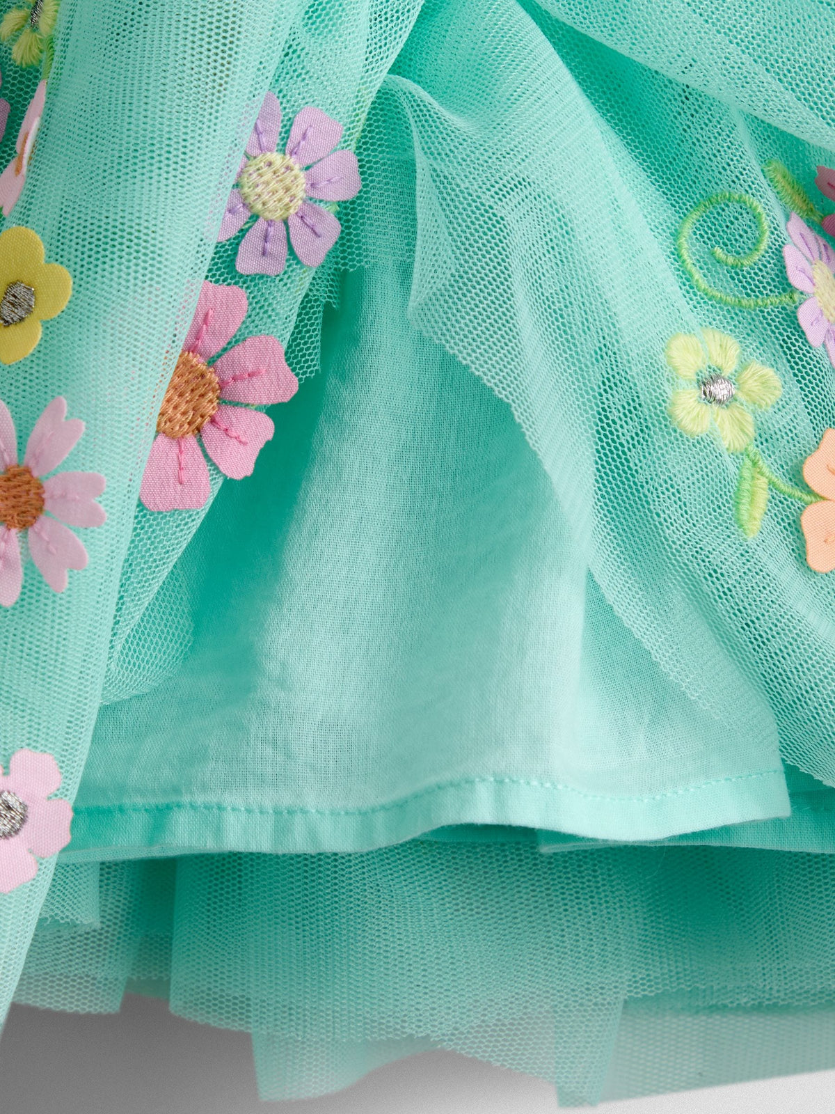 Dsiney Kidz - JoJo Maman Bébé Light Green Floral Ruffle Tulle Appliqué Party Dress image 5